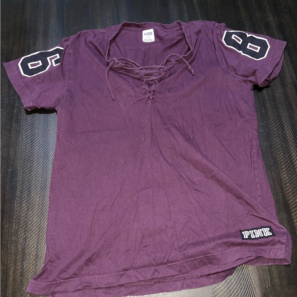 Pink Lace-Up Purple T-Shirt
